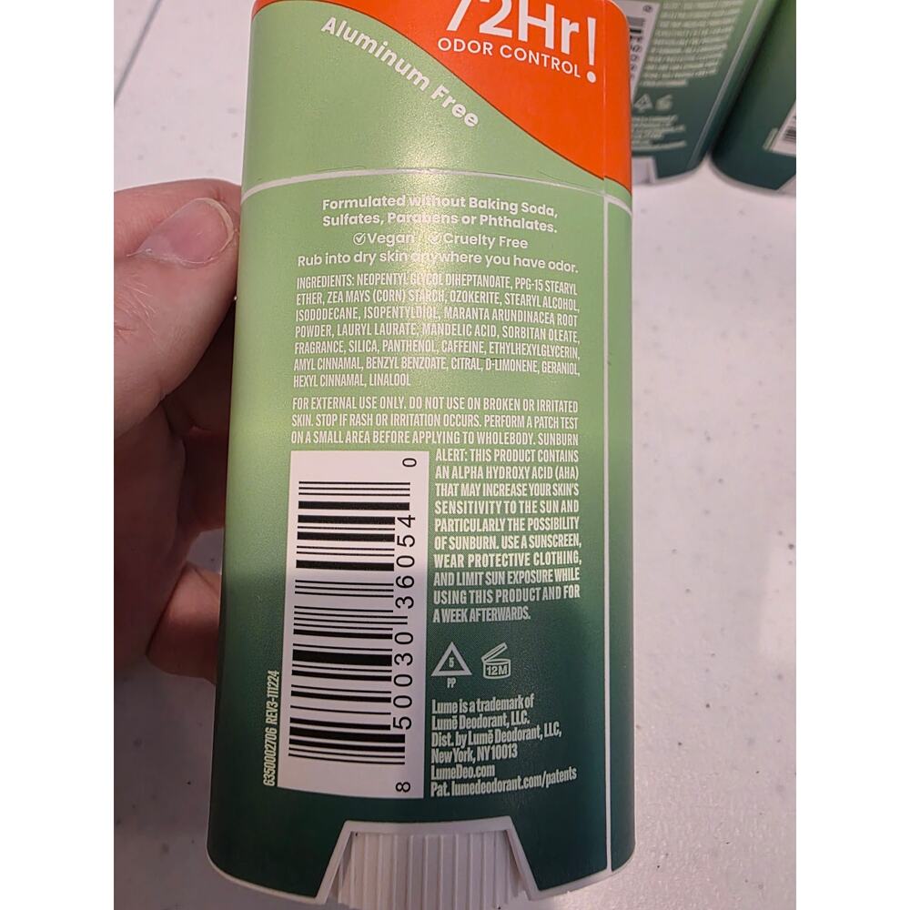 4 Pack - Lume Whole Body Deodorant 72-hr Smooth Solid Stick, Fresh Alpine 2.6 oz - Picture 3 of 4